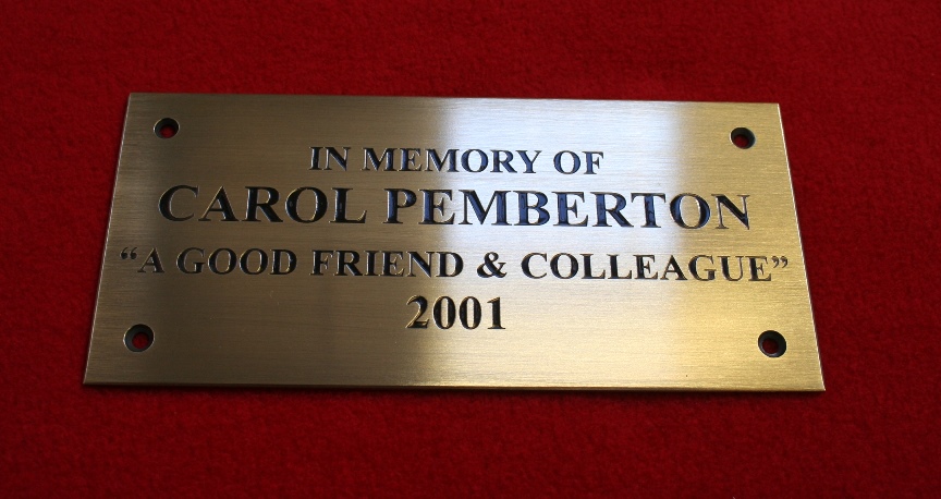Brass bench plaque